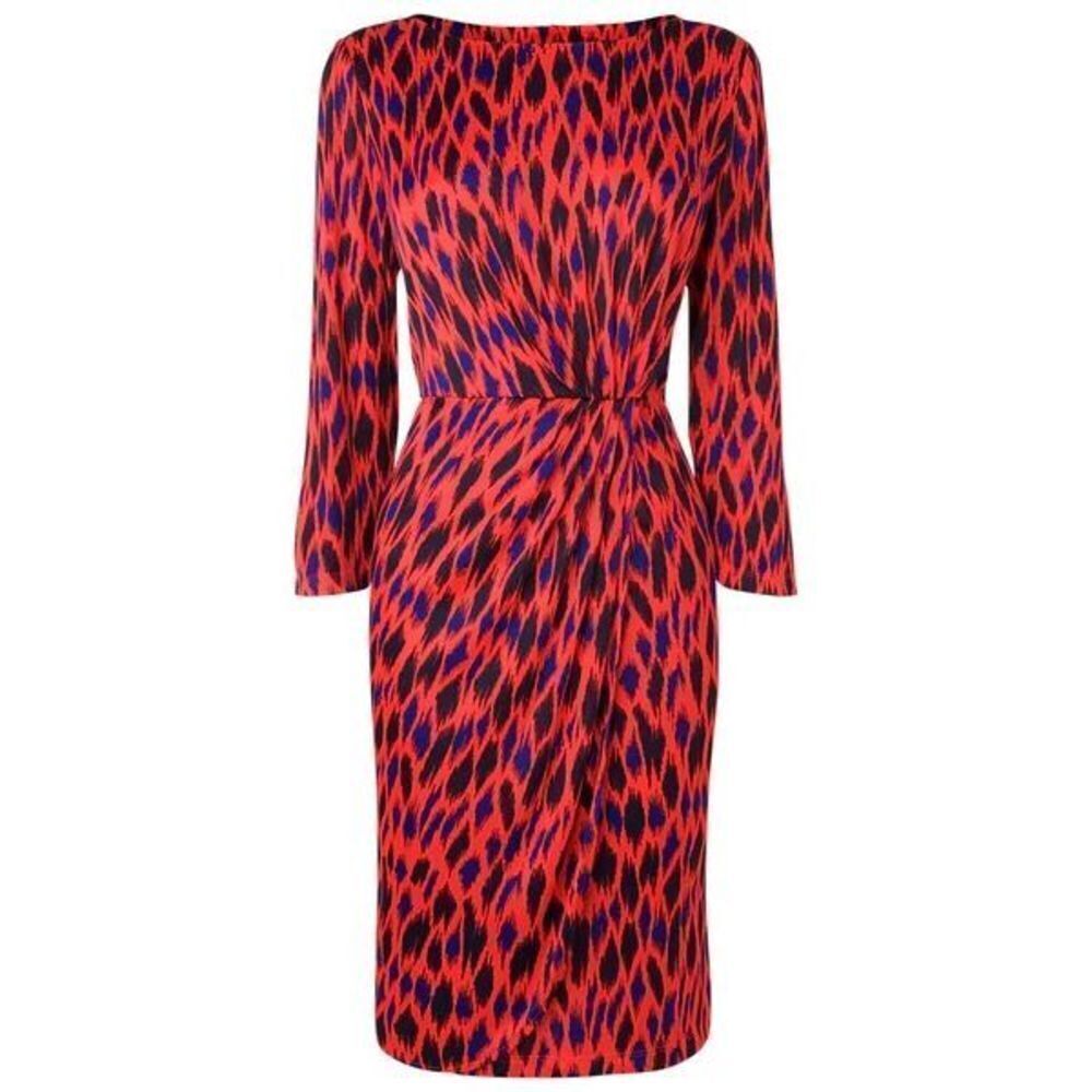 L.K. Bennett Women's Sarah Red Abstract Print 3/4 Sleeve Pencil Dress Size 2